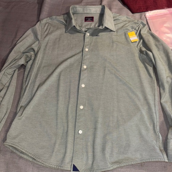UNTUCKit Slim Fit Long Sleeve Shirt Mens Large Sage Green Coolmax Cotton Blend - Picture 2 of 5